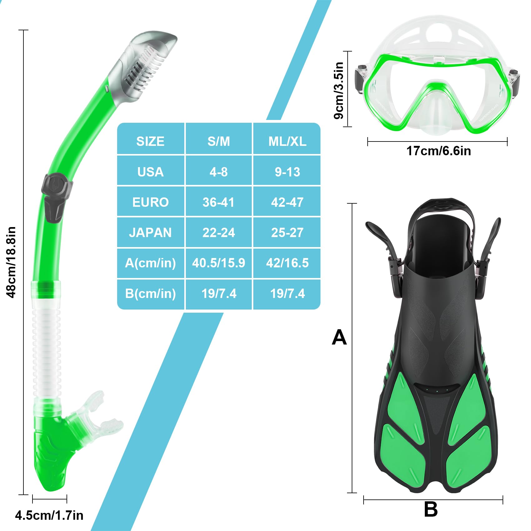 Snapklik.com : ZEEPORTE Mask Fin Snorkel Set, Travel Size Snorkeling ...