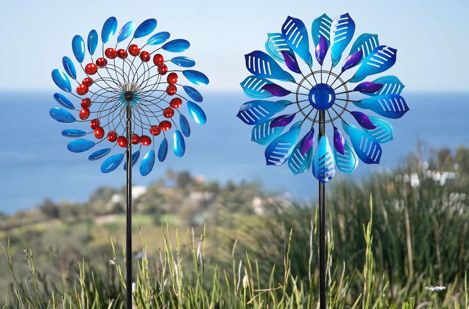 Solar Blue Wind Spinner and Peacock Wind Spinner