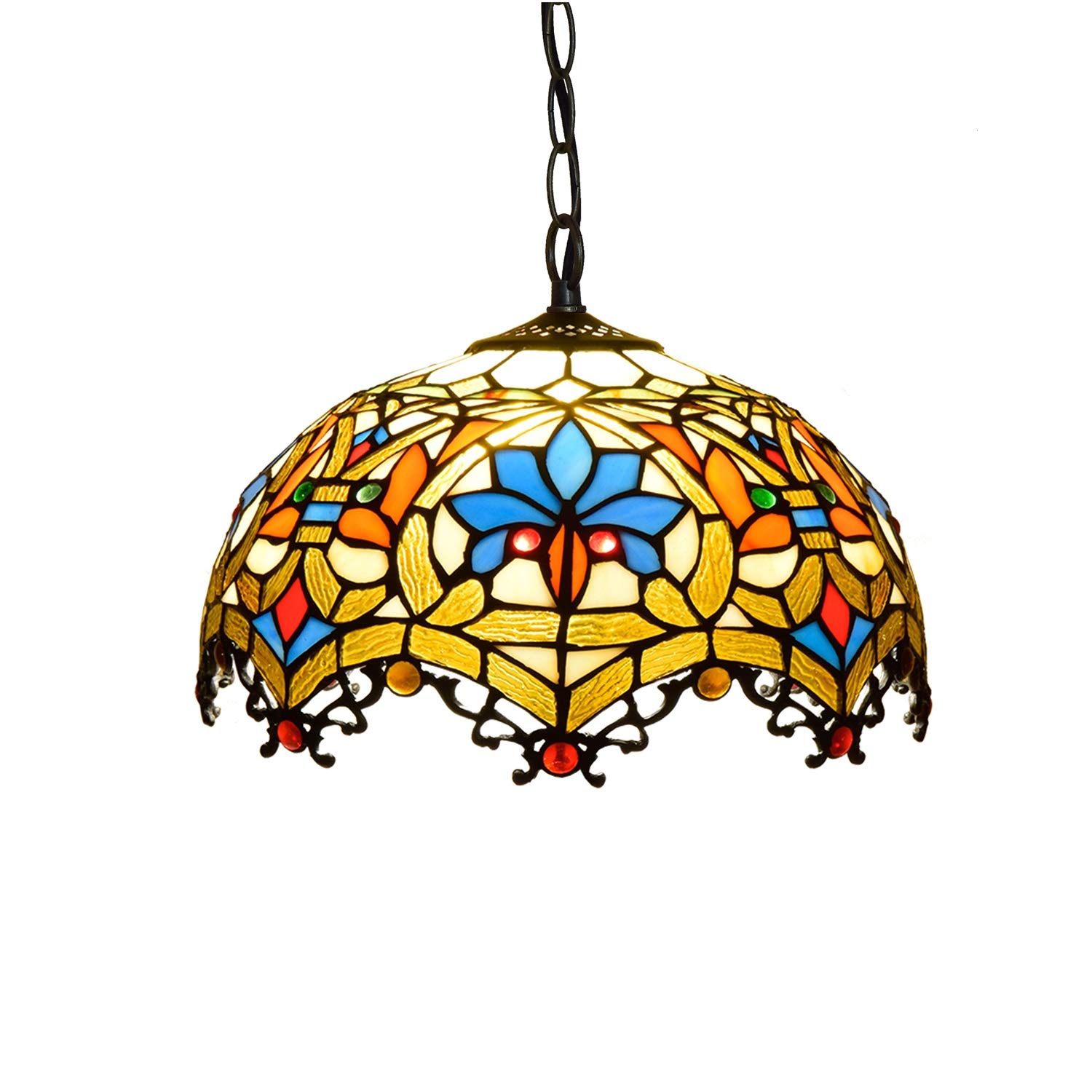 METTEOR Ceiling Stained Glass Chandelier 12" Tiffany Pendant Light Parrot Pendant Lamp Glass Light Fitting For Bed Restaurant Café