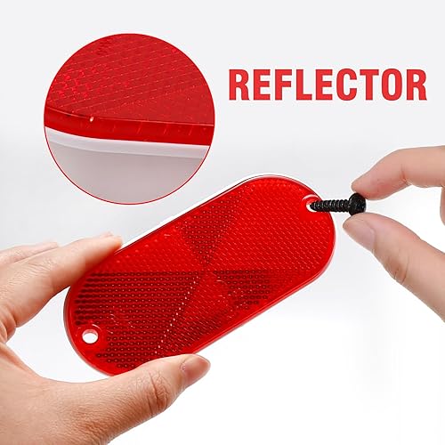 Miniatura 3 de Reflector ovalado rojo de 10 piezas con orificio de montaje utilizado para carreteras, reflector frontal ovalado para valla de entrada, postes de