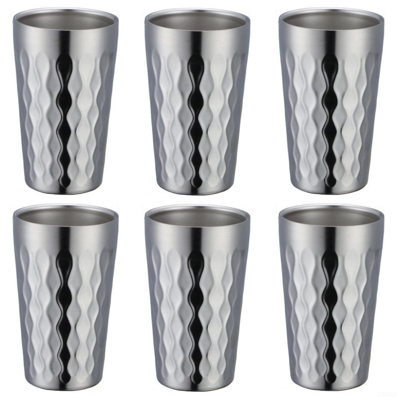 6 tazas de pared de acero inoxidable de 330 ml (dorado)