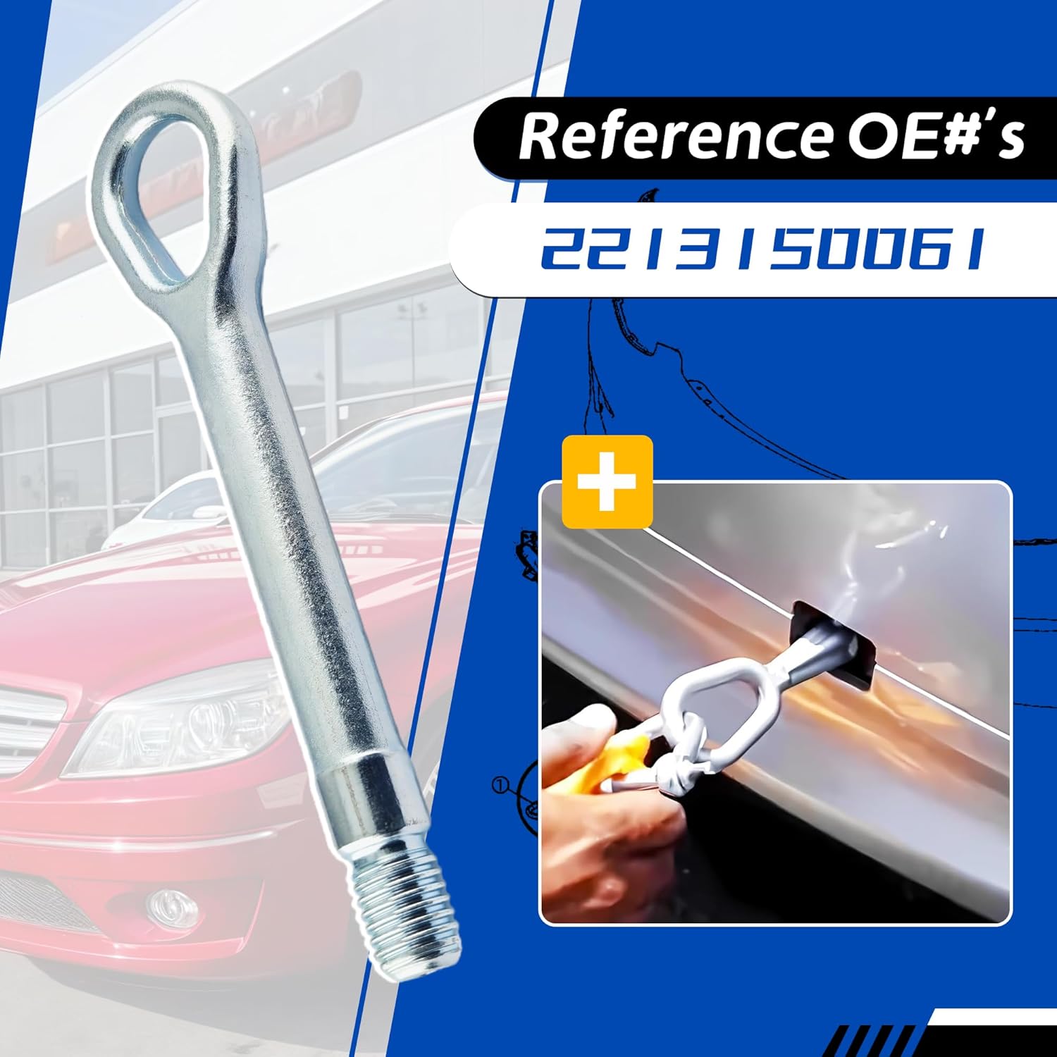 2213150061 for Benz Tow Hook Compatible with Mercedes Benz C CL CLS E S SL ML GK GLE GLK GLS Tow Hook Tow Eye