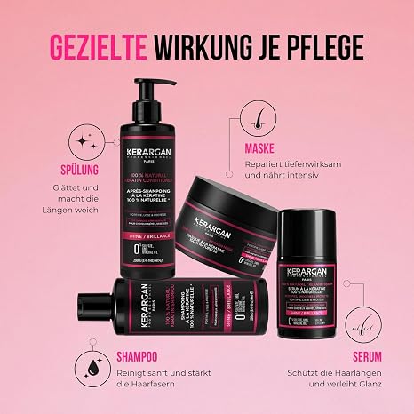 KERARGAN - Keratin Hair Care Repair Set of 4 - 3 x 250 ml + 50 ml
