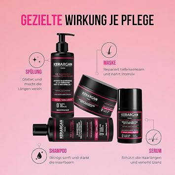 KERARGAN - Keratin Hair Care Repair Set of 4 - 3 x 250 ml + 50 ml