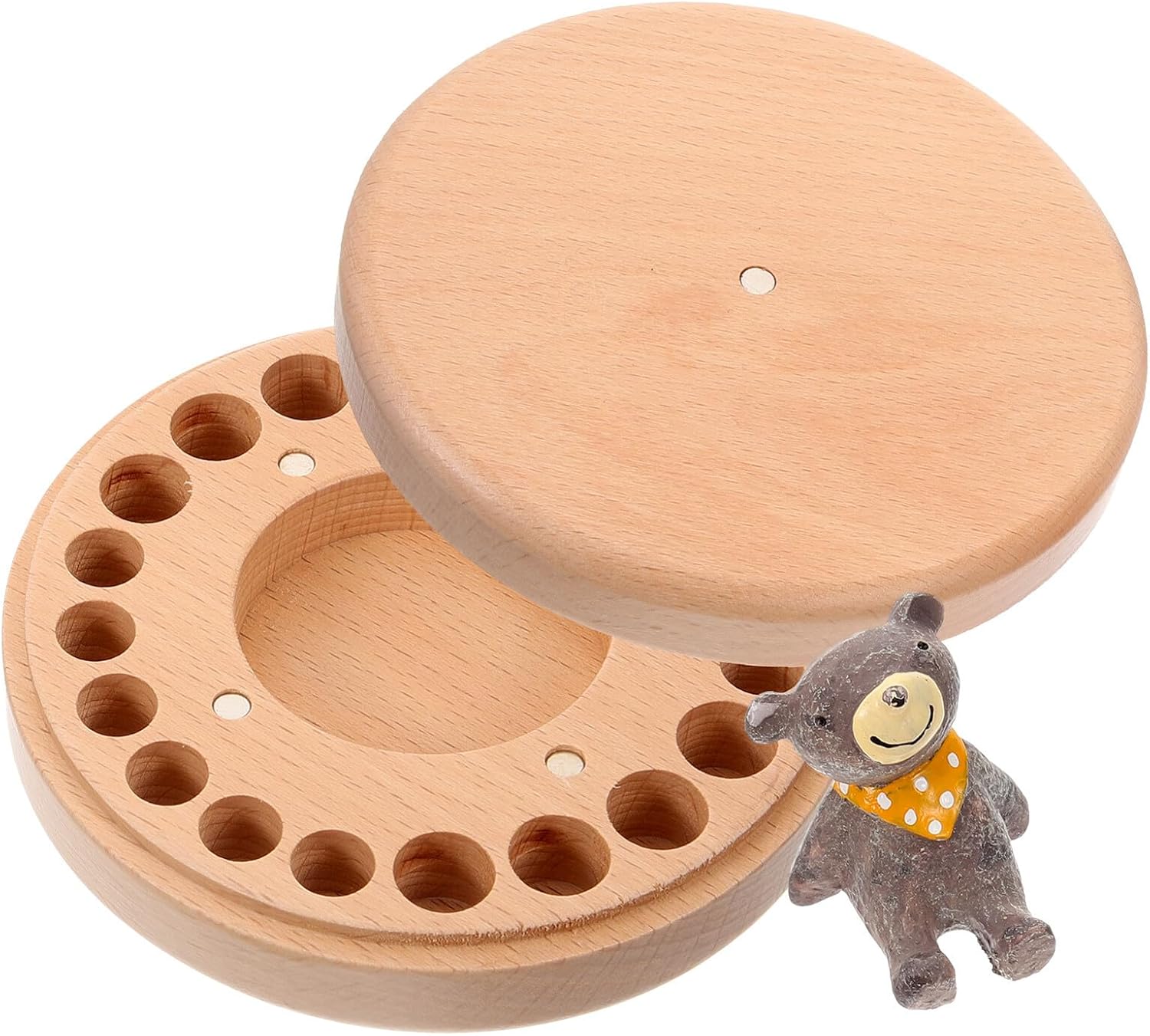 Teeth Wooden Box for Keepsake with Beech Wood Case Lanugo Hair Storage Container for Lightweight Handcrafted Memory Keeper for Lost Tooth and Oral Mementos Random Color