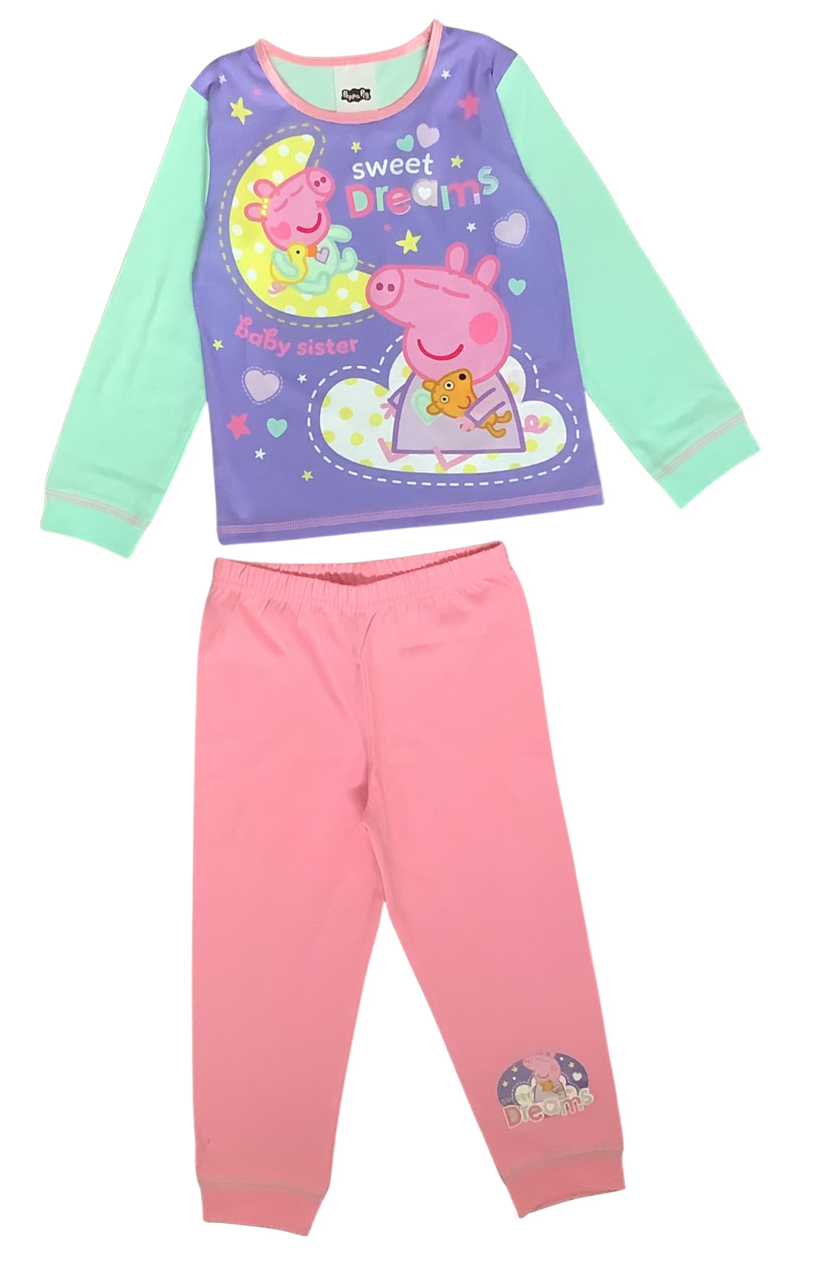 Peppa Pig Girls Multicolour Pyjamas Featuring Peppa And Evie Sweet Dreams Baby Sister, Ed, Age 3-4 Years
