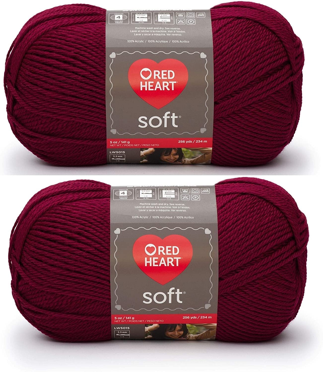 Red HeartBulk Buy: Soft Yarn E728-9779 (2-Pack) (Wine)