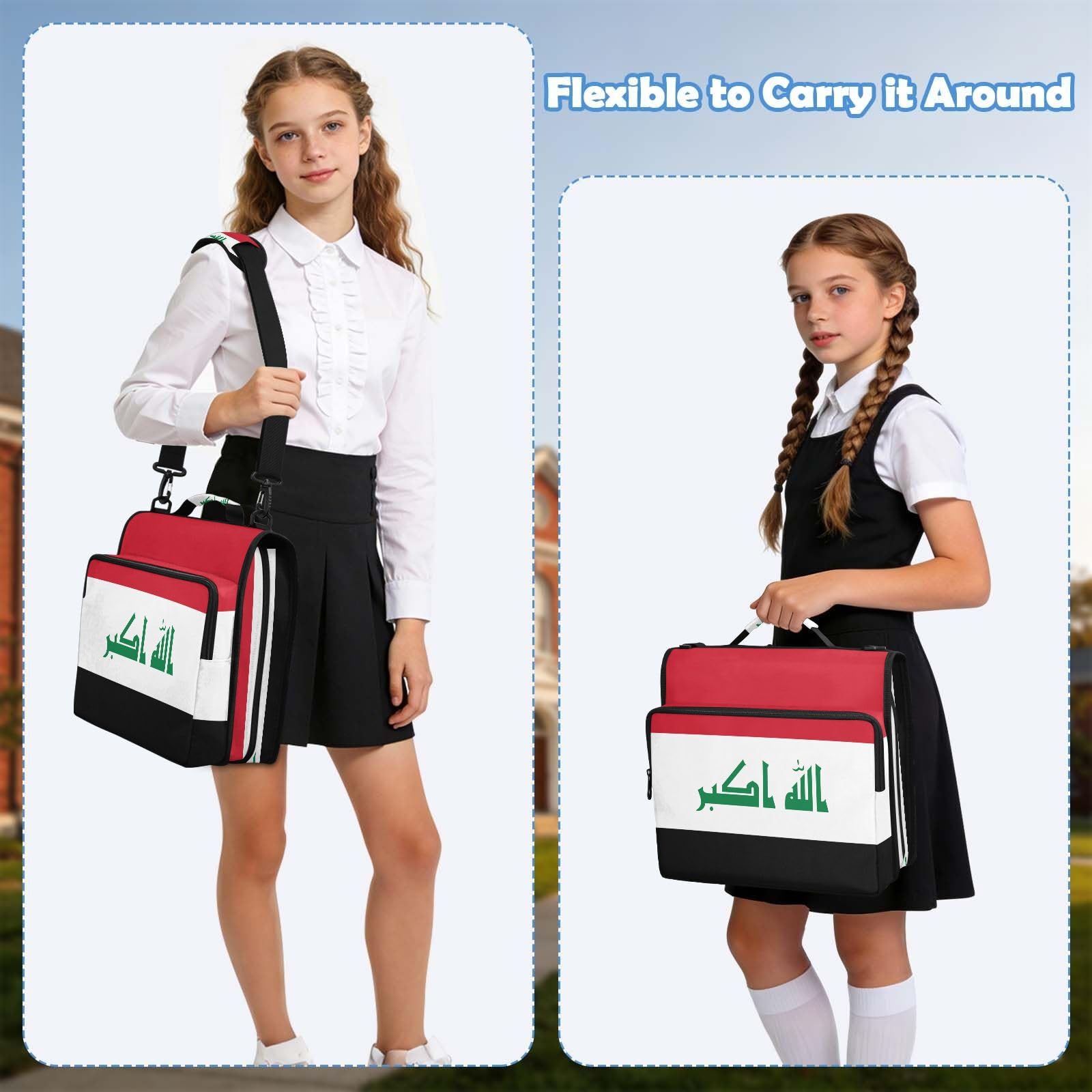 Bolsa de carpeta de 3 anillos con cremallera resistente al agua, organizador de portafolios impreso completo con anillos de 2 pulgadas, se adapta a laptop de 14 pulgadas para la escuela y la oficina