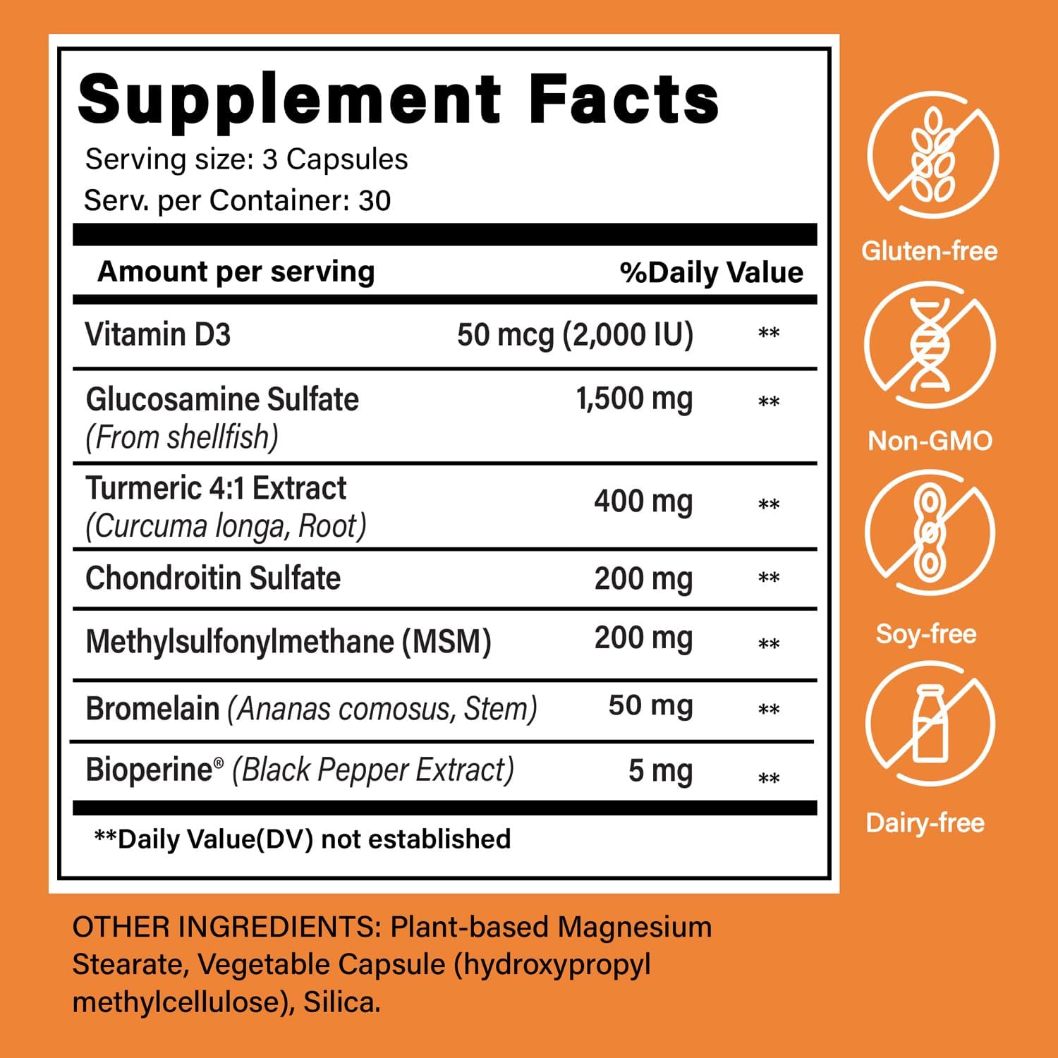 Articulacion Flex Joint Support Capsules – Glucosamine Sulfate 1500 mg with Chondroitin, MSM, Turmeric & Bromelain, Joint Health & Mobility Supplement for Women & Men, 90 Capsules