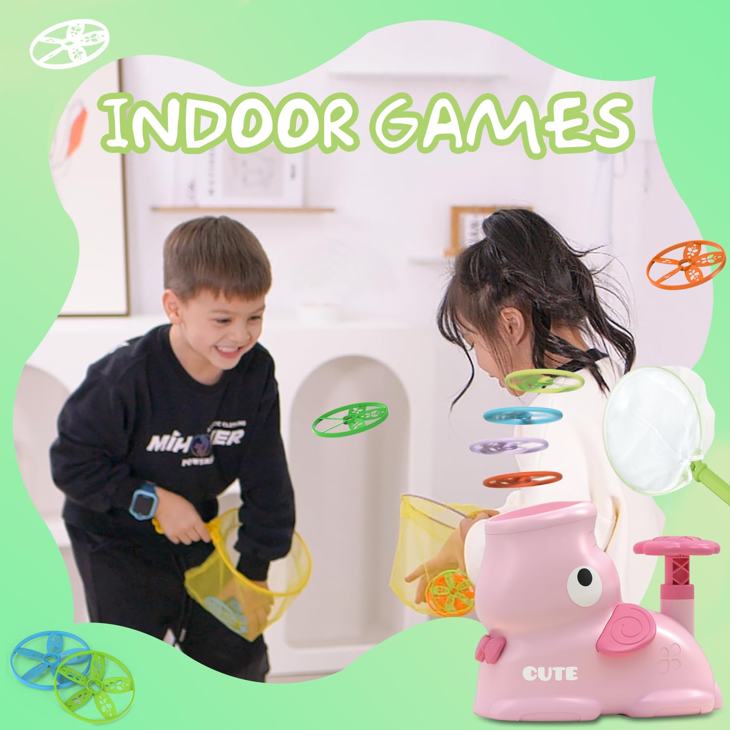 Flying Disc Launcher Toy for Kids, Butterfly Catching Game, Outdoor Toys for Kids Ages 48