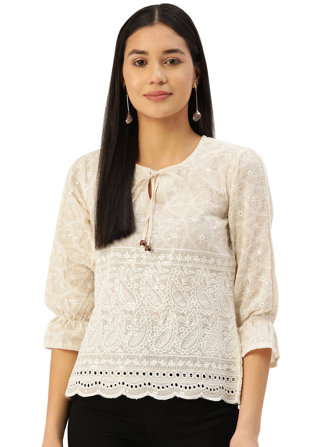 Women'S Chikankari Sequen Work Empire Top main image 0