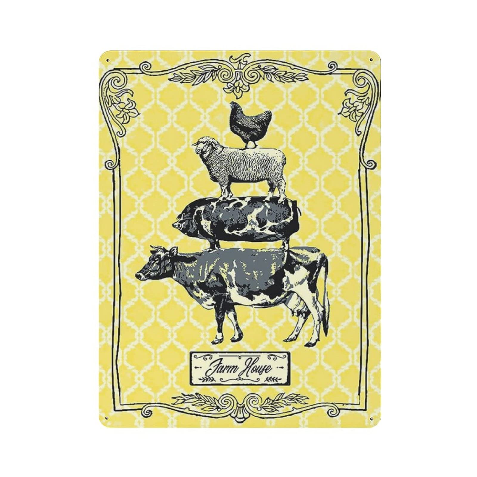 Metal Tin Sign Funny Farmhouse Vintage Tin Poster Metal Sign Wall Decoration Country Kitchen Home Garage Decor 16"x12"