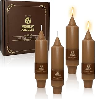 Brown Short Taper Candle Candle Sticks, 5 Inch Mini Pillar Candles Small Taper Candles, 4PCS Handmade Unscenteds Candlesticks for Chimes, Rituals, Spell, Wedding, Religious, Home Decor