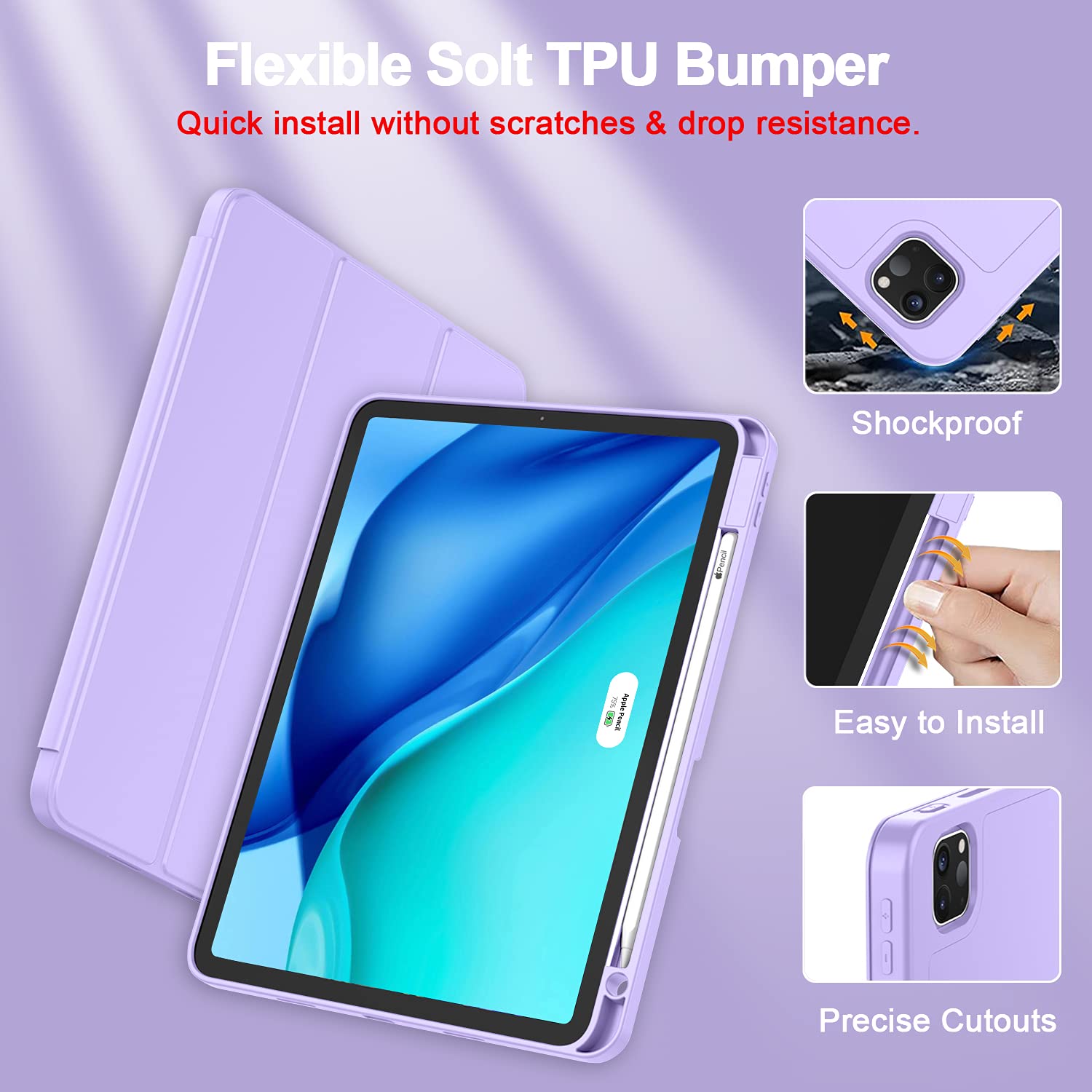 ZryXal New iPad Air 13 Inch Case M2 2024 with Pencil Holder, Smart