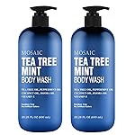 Tea Tree Body Wash with Mint & Shower Gel with Vitamin E for Jock Itch, Eczema, Ringworm, Body Odor, Body Wash Women & Men with Added Body Oils,LARGE 20.2 FL Oz Bottle (Tea Tree Mint, Pack of 2)