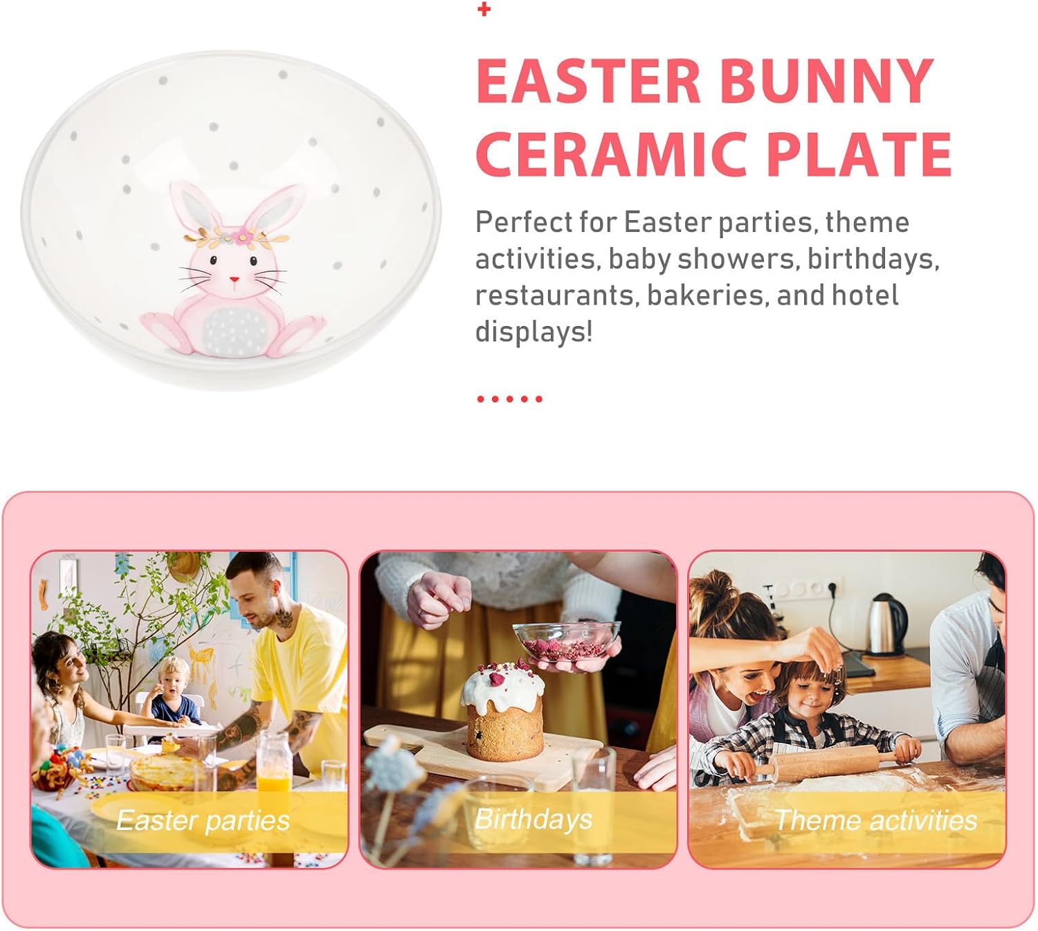 Rabbit Design Ceramic Snack Bowl 200ml White Easter Serving