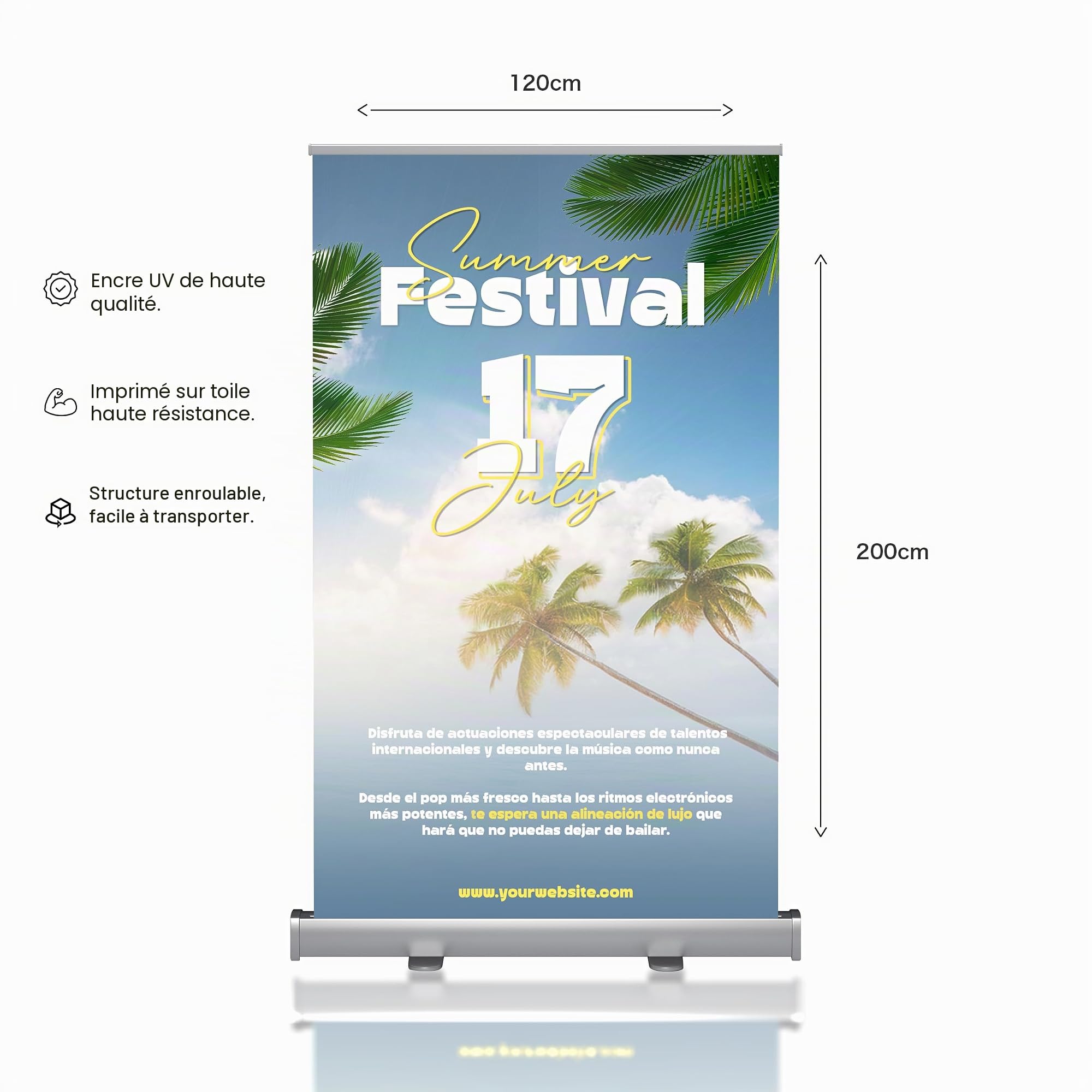 Roll Up FLM Low Budget | Roll Banner Display | Bannière Design en ligne | Votre design, 120 x 200 cm