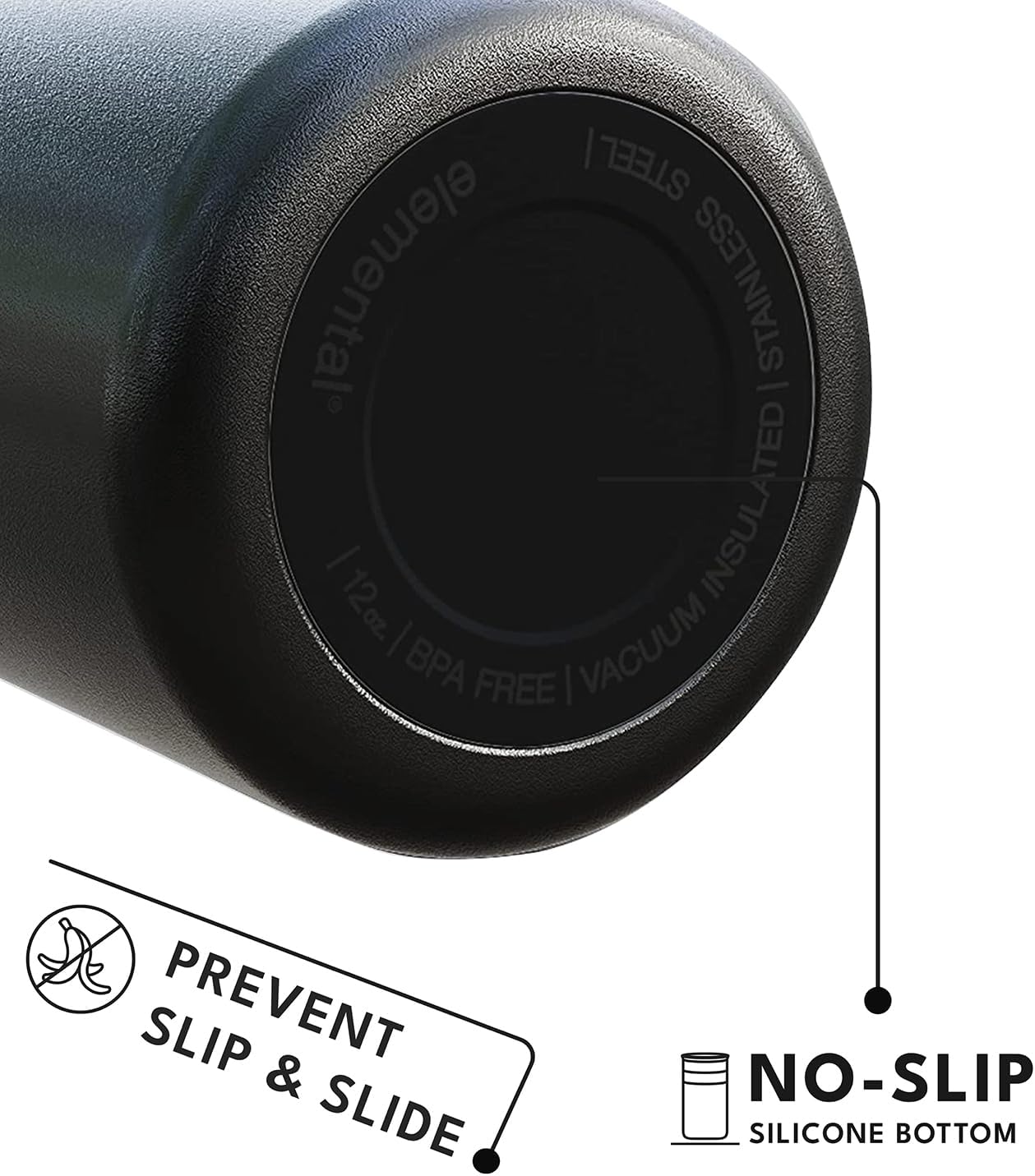 Elemental Artisan Insulated Tumbler, Triple Wall Coffee Travel Mug, Reusable Stainless Steel Coffee Tumbler with Ceramic Lid, Thermal Coffee Cups for Hot (6 Hrs) & Cold (18 Hrs), 12oz - Black - Image 4