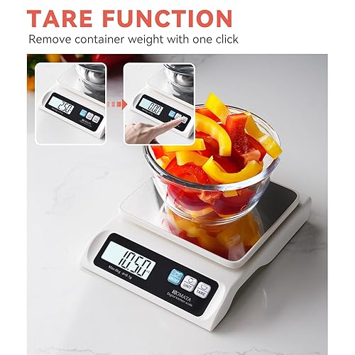 Miniatura 8 de BOMATA Báscula de alimentos de 0.00 oz 13 libras, recargable por USB, báscula digital de cocina con bandeja de acero inoxidable extraíble, pantalla