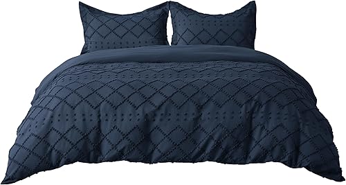 Miniatura 4 de Bedsure Funda de edredón bohemia tamaño Queen, ropa de cama bohemia, funda de edredón copetuda para todas las estaciones, 3 piezas bordadas Shabby