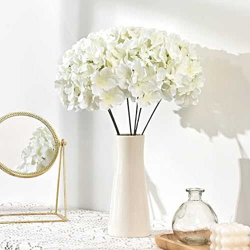 Miniatura 10 de Waipfaru 24 flores artificiales de hortensias azules, flores de hortensias sintéticas con tallos, flores de hortensias falsas de seda para ramo de