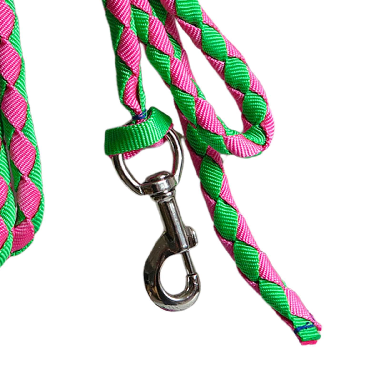kowaku Equestrian Rope with Snap Hook for Horses, Dogs, and Sheep, 2.5meters Green Pink