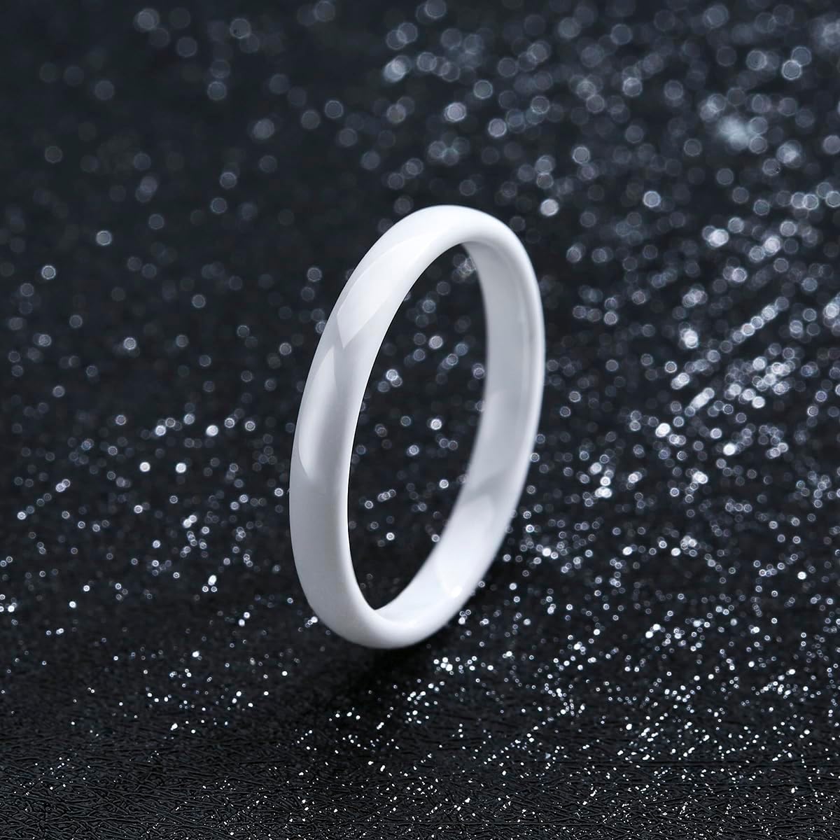 4-Pack Hypoallergenic Ceramic & Enamel Ring Set, 3mm Wide Black & White Wedding Bands for Women & Men, Unisex Comfort Fit Jewelry Gift for Her & Him - Image 6