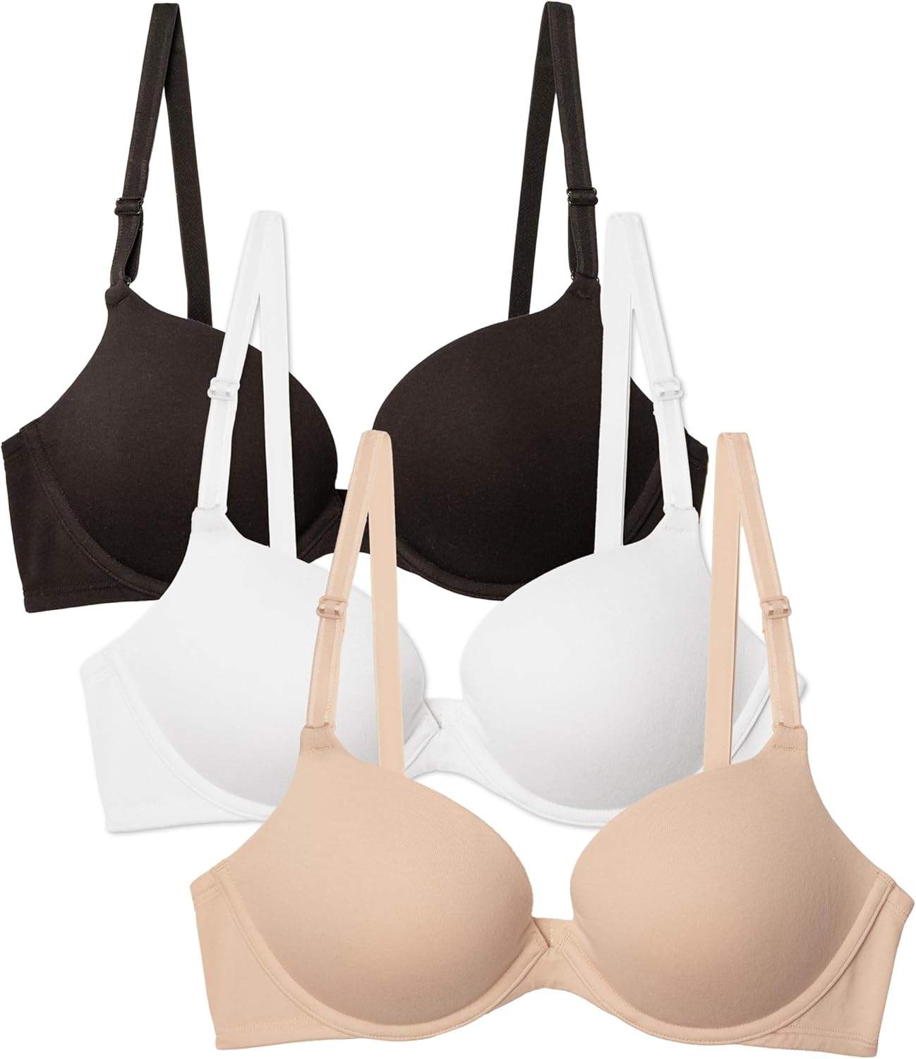 Fruit of The Loom Everyday Cotton Push-Up Bra, A Natural-Looking & Comfortable Lift, Singles & Value Packs