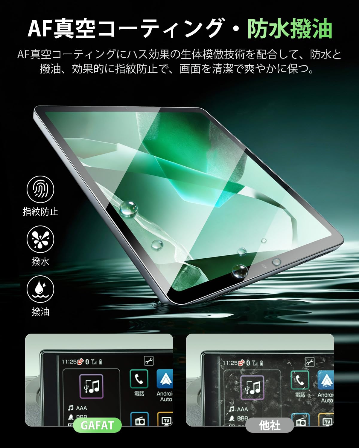 【GAFAT】ダイハツ ハイゼットカーゴ S700V/S710V 11代目 ハイゼットトラック S500P/S510P 10代目 9インチ 2021年～ 新型 純正ナビ 液晶フィルム 9インチ ハイゼットカーゴ ディスプレイオーディオ ガラス 車用液晶保護フィルム カーナビ 専用ガラスフィルム 9H硬度 アンチグレア 透光性 傷防止 汚れ防止 飛散防止 指紋防止 - 4