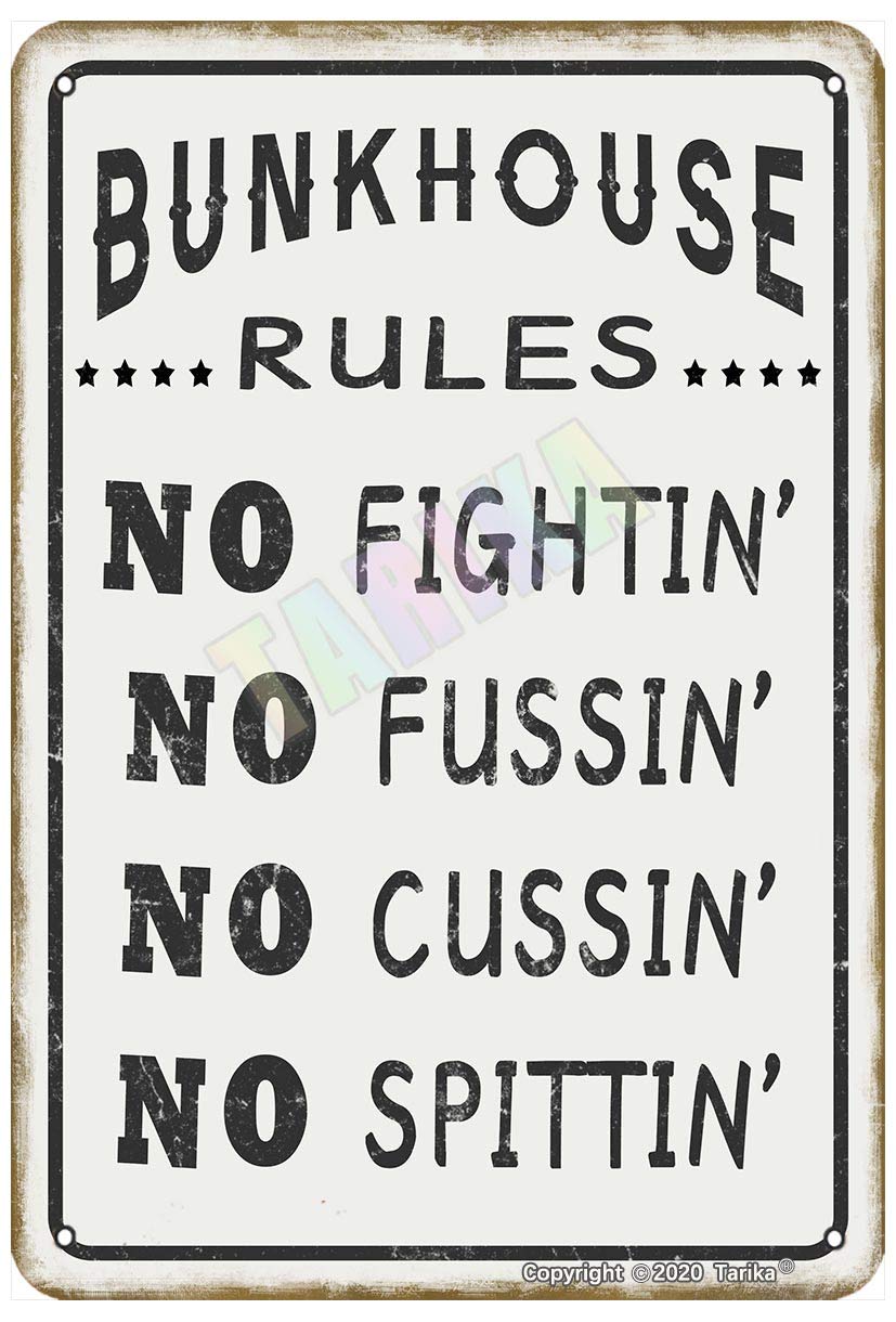 Rules of Workshop Vintage Metal Sign Gift Bedroom Retro Novelty Cafe Store Tin Signs 12x8inch