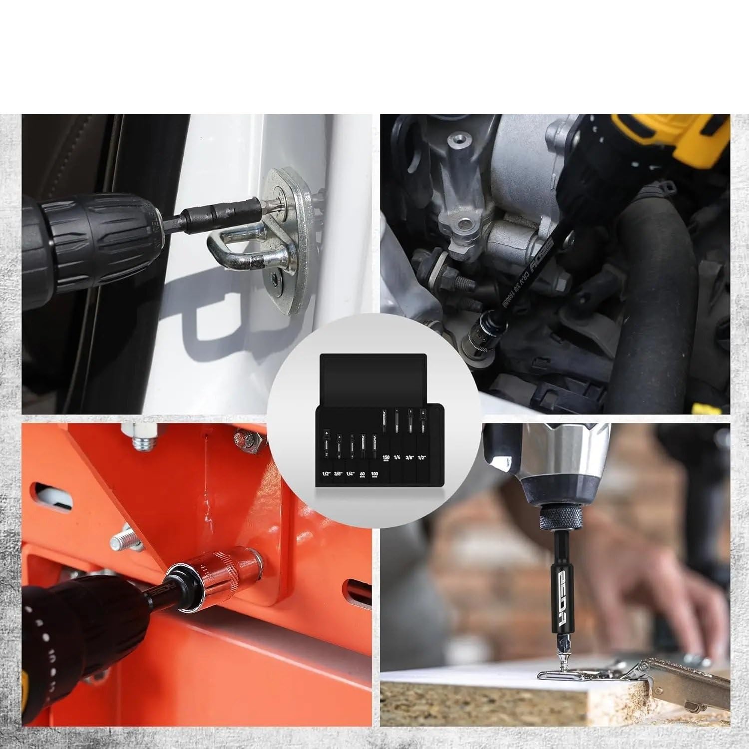 9-częściowy zestaw adapterów nasadek udarowych (nakrętki 1/4", 3/8", 1/2" Zestaw przedłużek