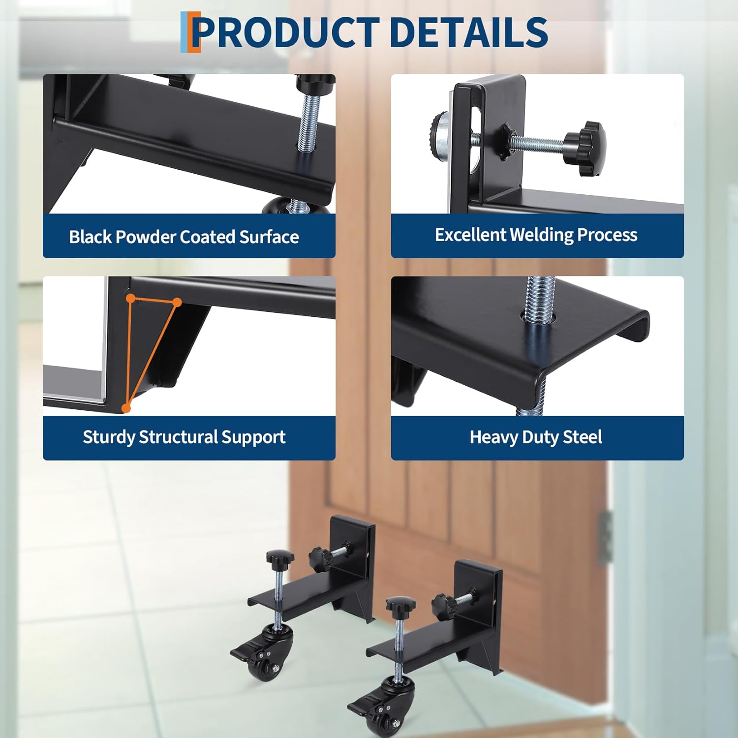 GarveeTech 2 Piece Door Installation Kit, 300 LBS Capacity Heavy Duty Door Dolly for 0 to 2.99 in Thick, One-Person Operation, Ideal for Commercial Residential Use, Black