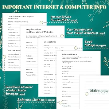 Password Book with Colorful Alphabetical Tabs, Spiral Password Keeper Book for Seniors, (Turquoise)