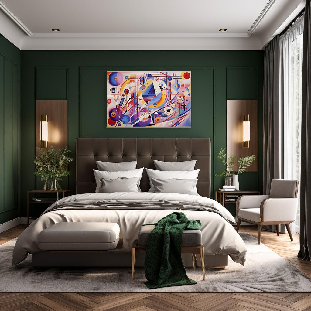 Canvas for Living Room. Energetic Forms and Vibrant Hues Dance in a Kandinsky-Esque Abstract Masterpiece, 27 x 18 inch Canvas Wall Art - Contemporary Masterpieces - Modern Home Decor