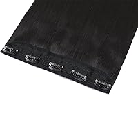 Vista 3 de S-noilite Elegante 30"(76cm) Extensiones de pelo con clip de una pieza, 3/4 de cabeza completa, 5 clips, negras naturales largas y rectas