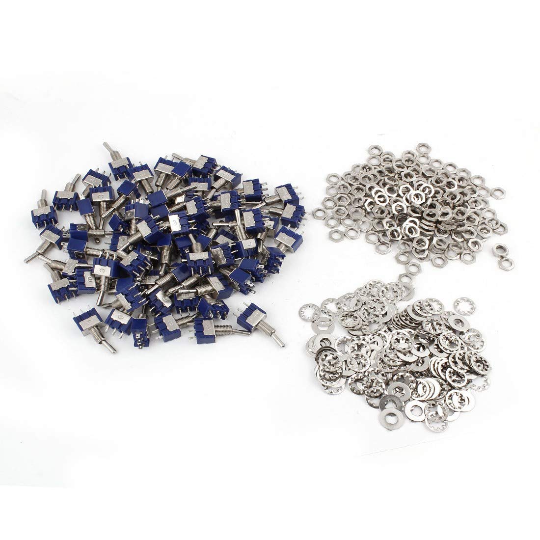 New Lon0167 100pcs On/On Featured SPDT 3 Pins reliable efficacy Terminals Motorcycle Locking Toggle Switch Set AC 125V/6A Blue(id:595 83 a1 8b6)