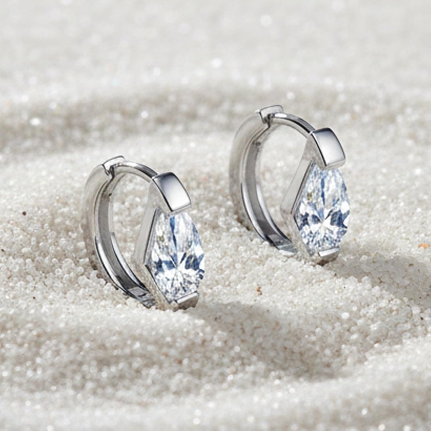 Moissanite Earrings 925 Sterling Silver Moissanite Hoop Earrings Diamond Jewelry Gifts for Women Wife (Teardrop White Gold)