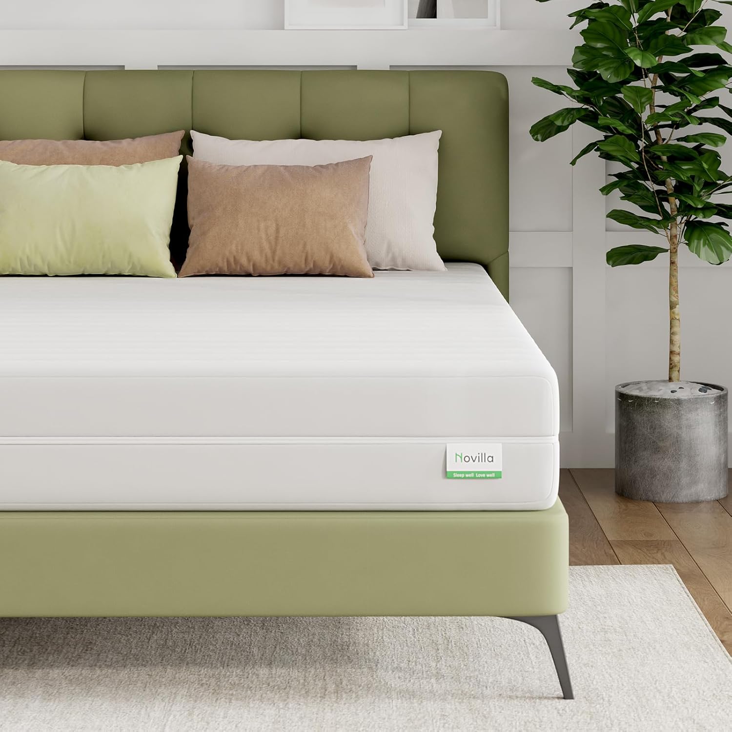 Novilla Queen Mattress in a Box, Queen Size Mattress 10 Inch,Pocket Innerspring with Foam Layer for Motion Isolation & Pressure Relief,Medium Firm Feel,CertiPUR-US