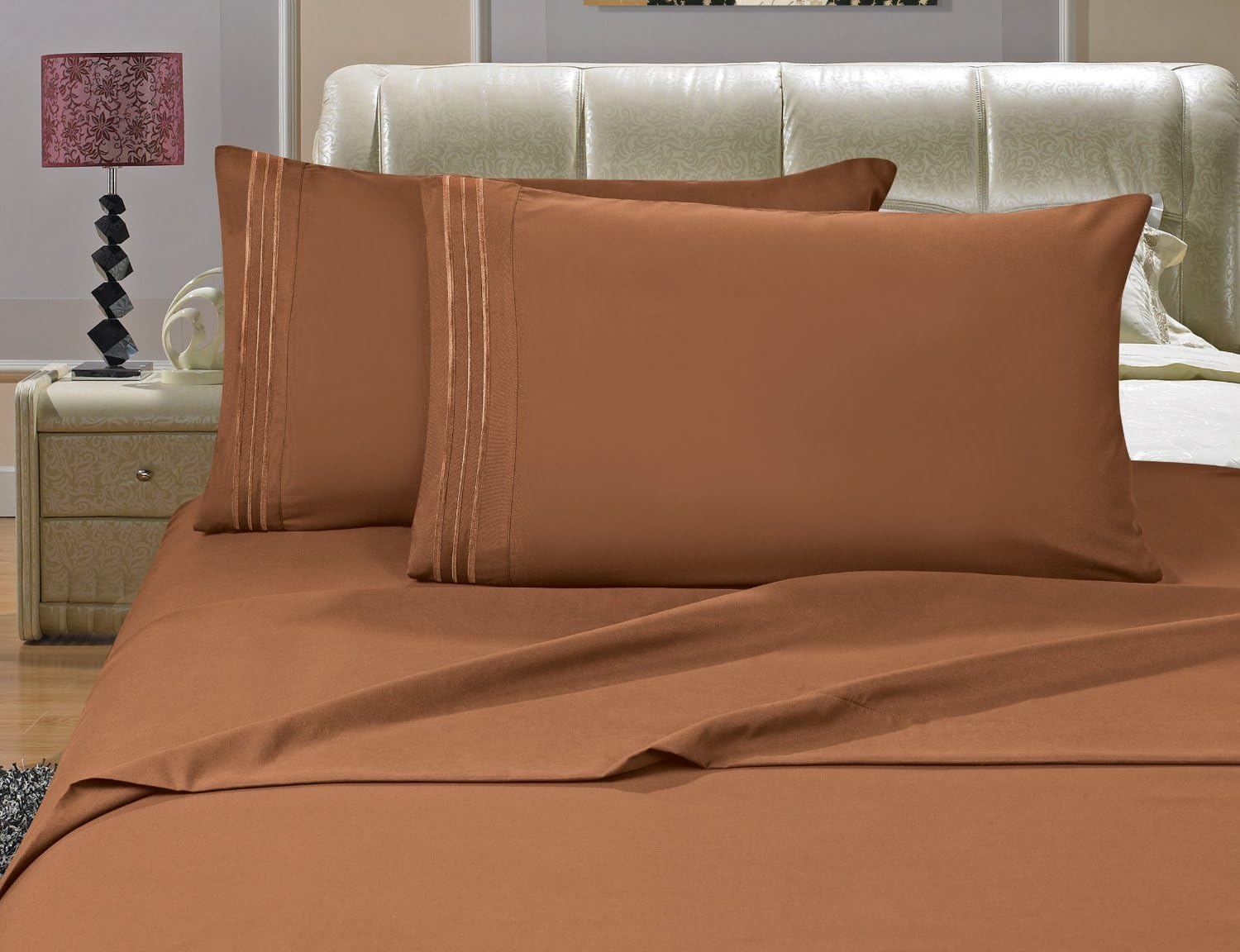 Elegant Comfort Luxury Bed Sheets Set on Amazon 1500 Premier Hotel Quality Wrinkle, Fade, Stain Resistant - - 4 Piece Sheet Set, California King, Bronze