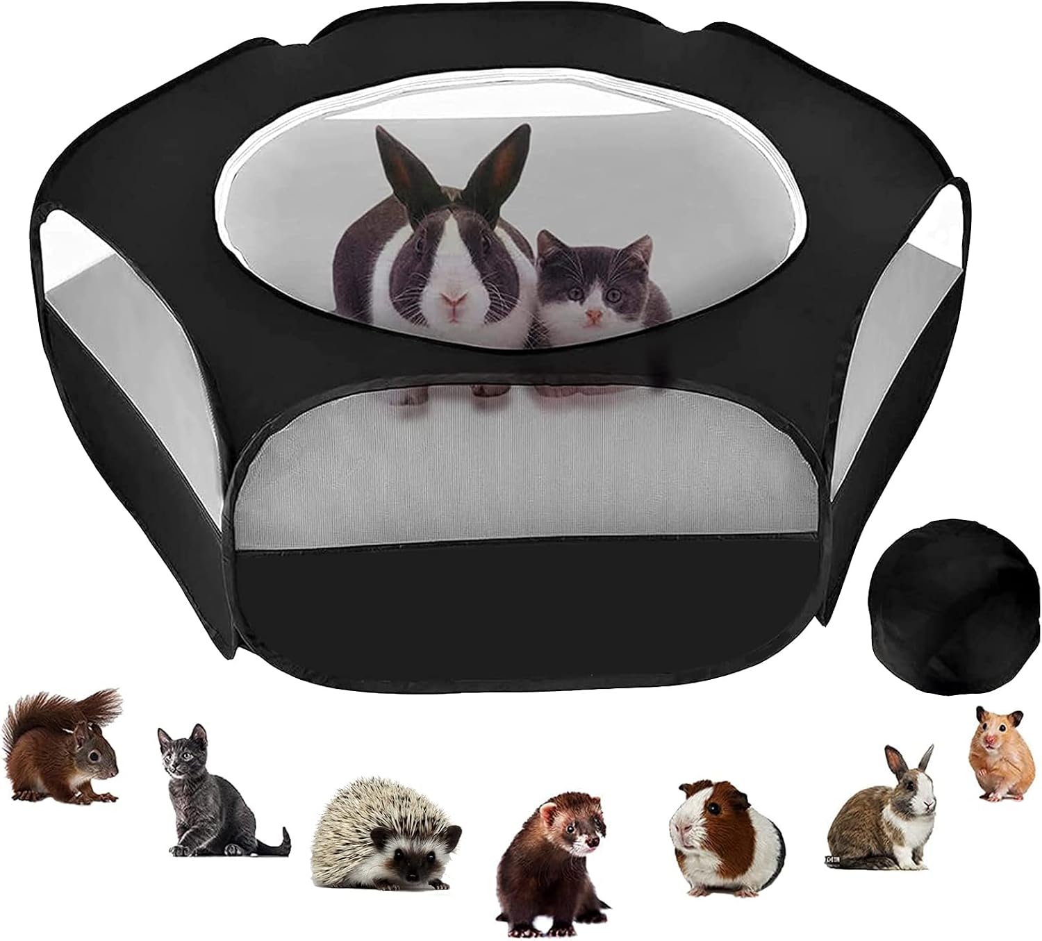 Petmoko Small Animal Playpen, Waterproof Portable Outdoor Small Pet Play Pen, Breathable Indoor Animal Fence with Transparent Mesh Wall,…