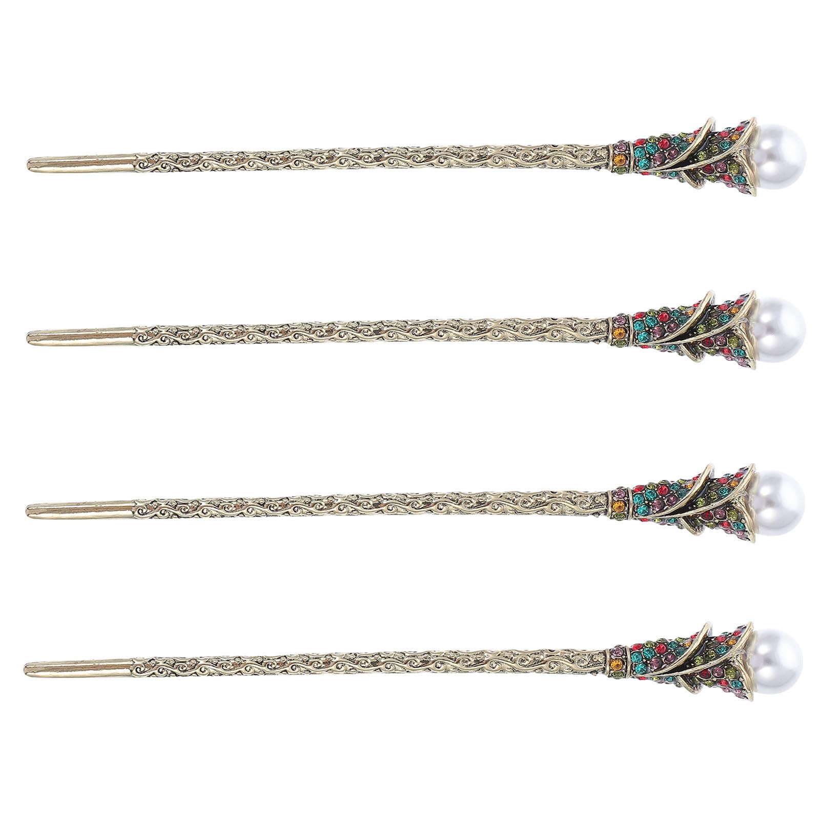 Palillos de pelo resistentes al calor con flores y perlas de alta durabilidad 8