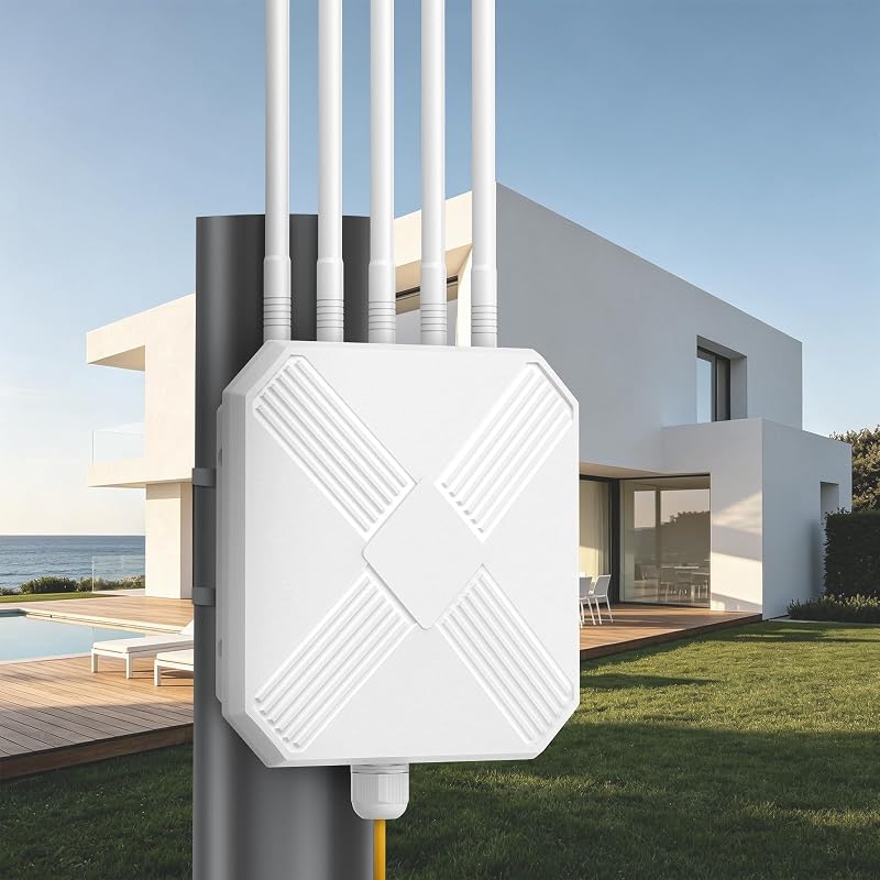 AX3000 Outdoor WiFi 6 Extender - Outdoor Access Point - Long-Range Dual Band WiFi, IP67/PoE/5 Antennas for Events, Commercial Use | Starlink-Compatible