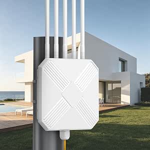 AX3000 Outdoor WiFi 6 Extender - Outdoor Access Point - Long-Range Dual Band WiFi, IP67/PoE/5 Antennas for Events, Commercial Use | Starlink-Compatible