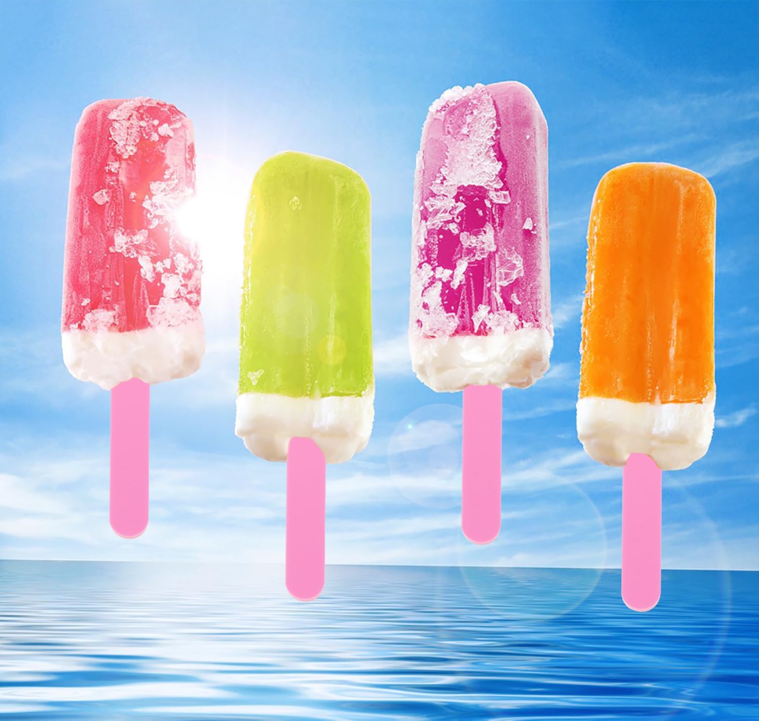 ONLYKXY 20pcs Ice Cream Stick Reusable 4.5inch Mini Acrylic Cakesicle Stick for DIY Crafts Candy Cake Mold Home Party Plant Labels Hair Removal Waxing Mixing Fudge (Pink)
