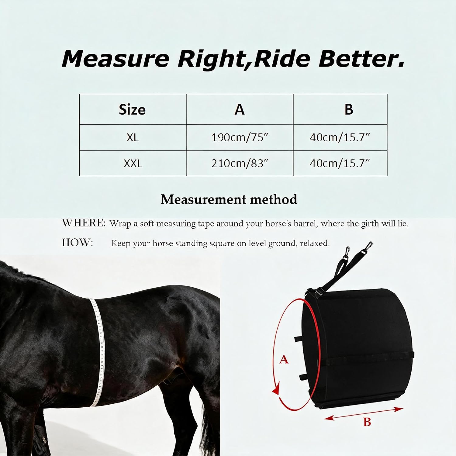 Black Horse Belly Guard Cover for Protecting Abdomen from Spurs and Injured Skin Comfortable Belly Band Breathable Horse Spurs Band Full Size
