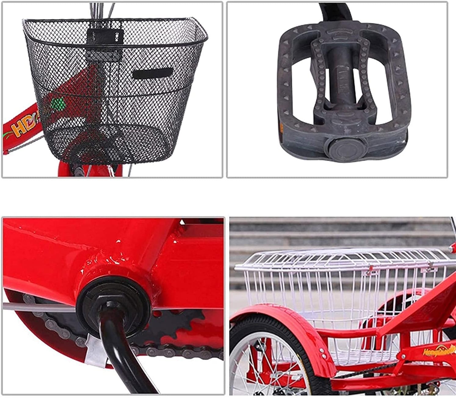 Adult Tricycle Elderly Adult Tricycle Folding Tricycle Bicycle Large Front Basket 3 -Wheel Bicycle Men's and Women's Picnic & Shopping 16-Inch Bicycle (Black) (Black)