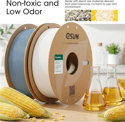 eSUN PLA Filament 1.75mm, PLA Basic 3D Printer Filament Dimensional Accuracy +/- 0.05mm, 1KG per Spool, 2 Spools 3D Printing Filament,Grey and Black - 4