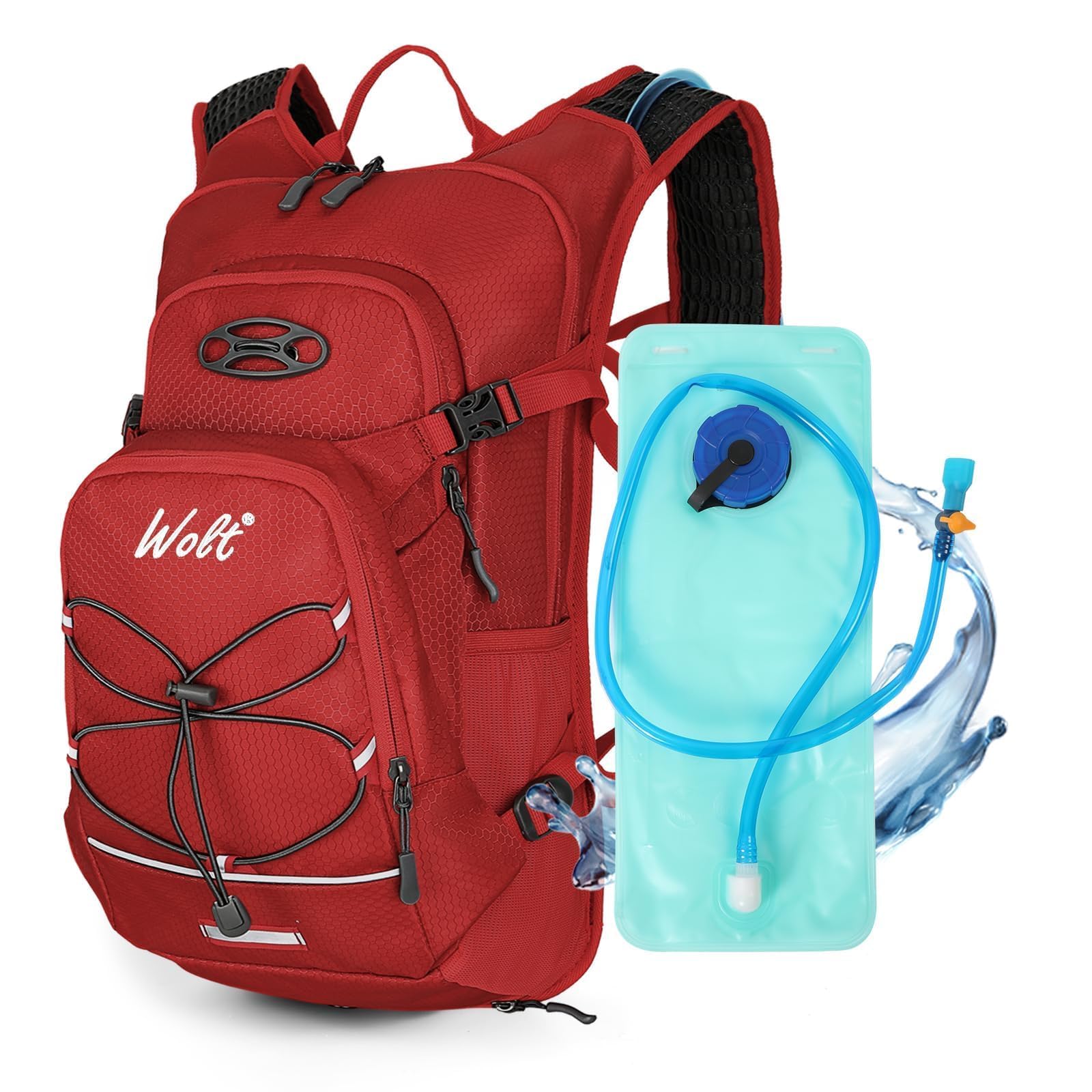Hydration Backpack 18L Hiking Water Backpack with 2L Water Bladder for Men Women, Hydration Pack for Cycling Running Biking, Red