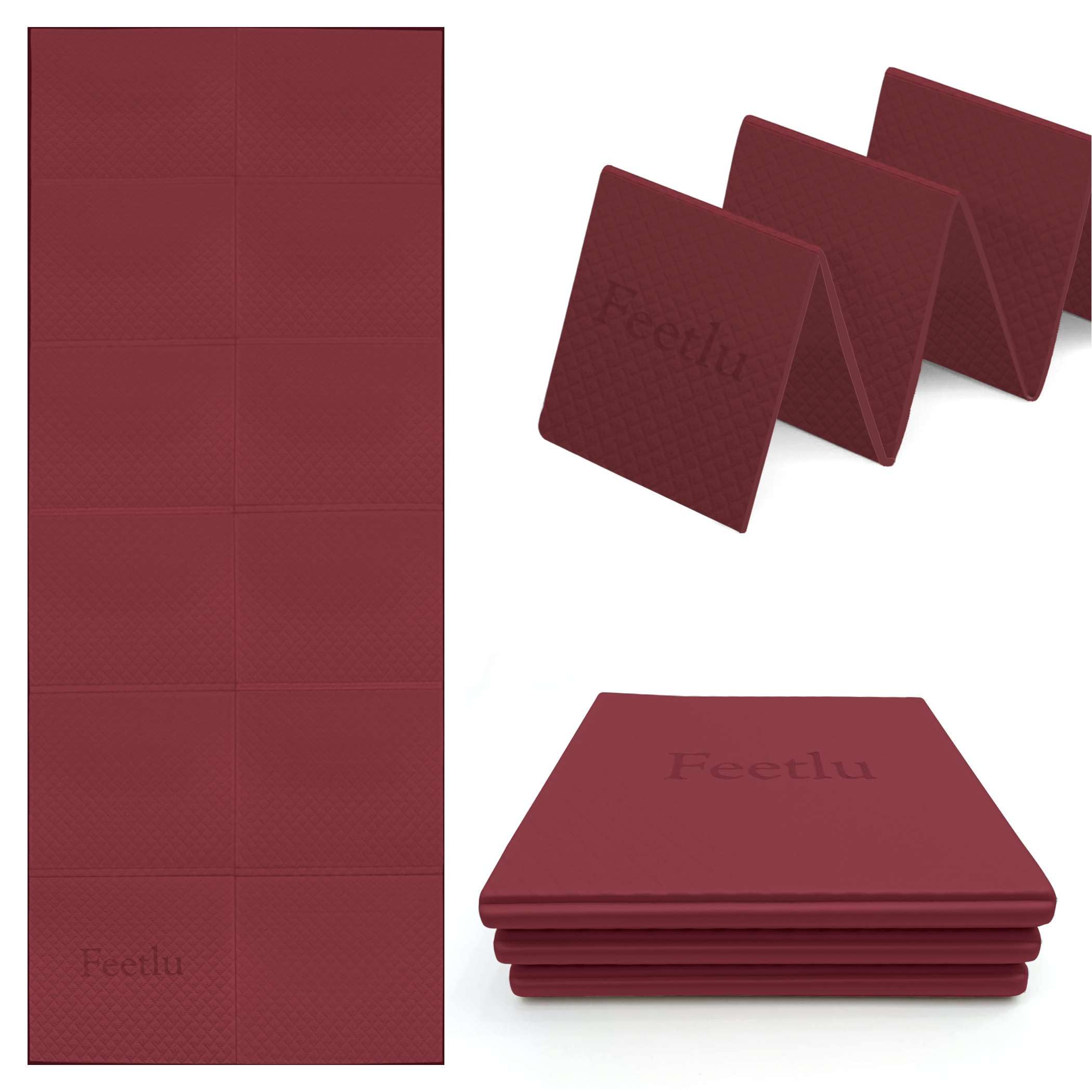 Feetlu Foldable Yoga Mat, 6mm Thick, Lightweight, Anti-Slip, and Easy to Store – Perfect for Travel, Yoga, Pilates, Home Workouts, and Floor Exercises