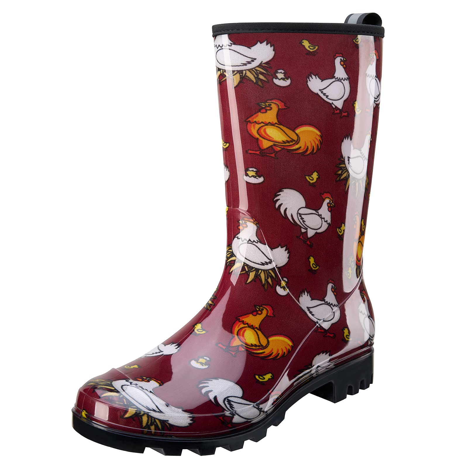 HISEAWomen's Rain Boots Waterproof Rubber Rain Shoes for Ladies Mid Calf Garden Boots with Comfort Insole